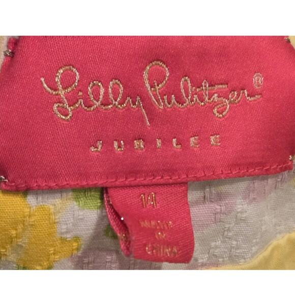 Lilly Pulitzer Jubilee Shift Dress Cap Sleeve Embroidered Pockets V-Neck Size 14 - Picture 7 of 11